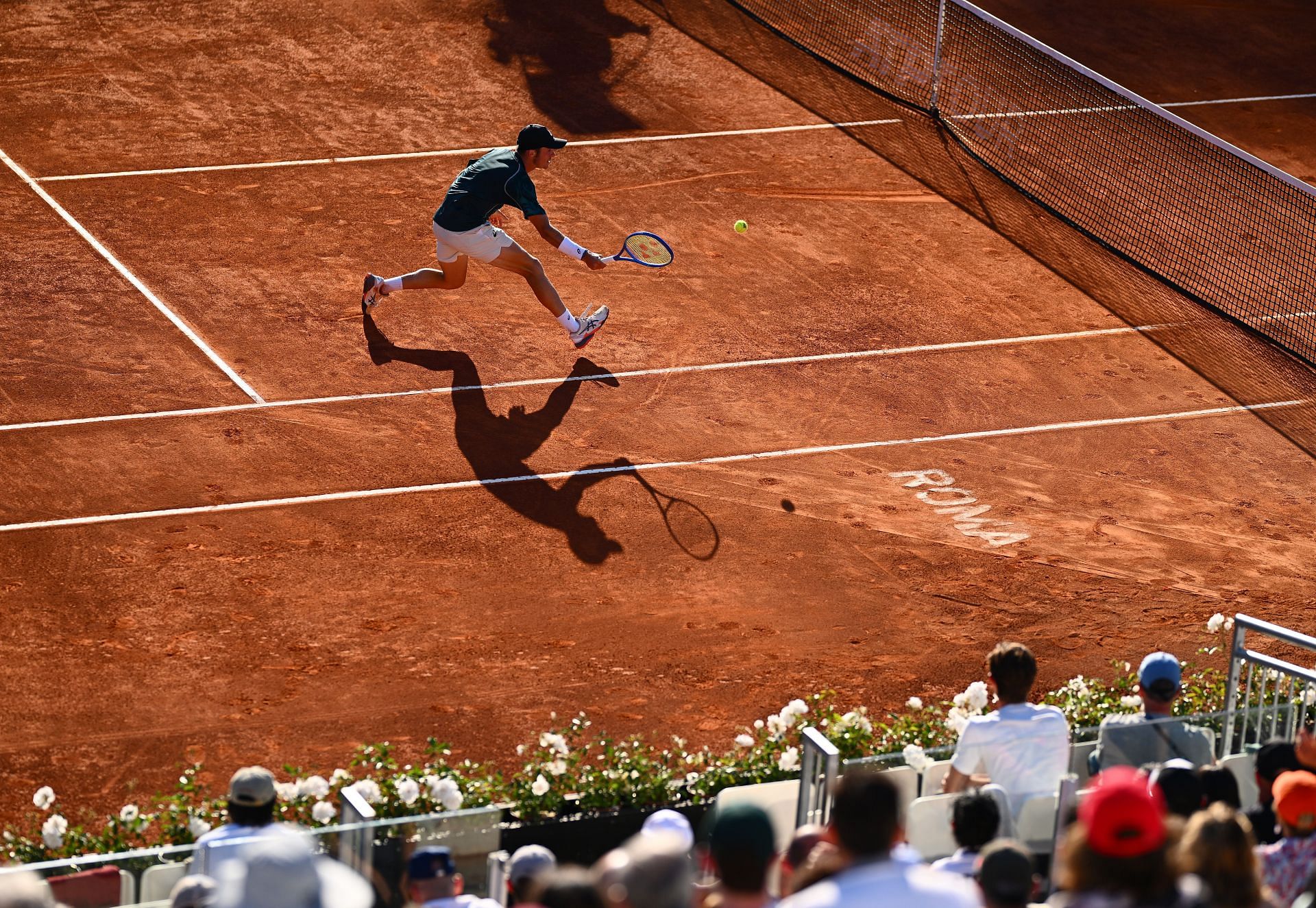 Gaubas plays a volley in the Italian Open 2025 - Day Five - Source: Getty